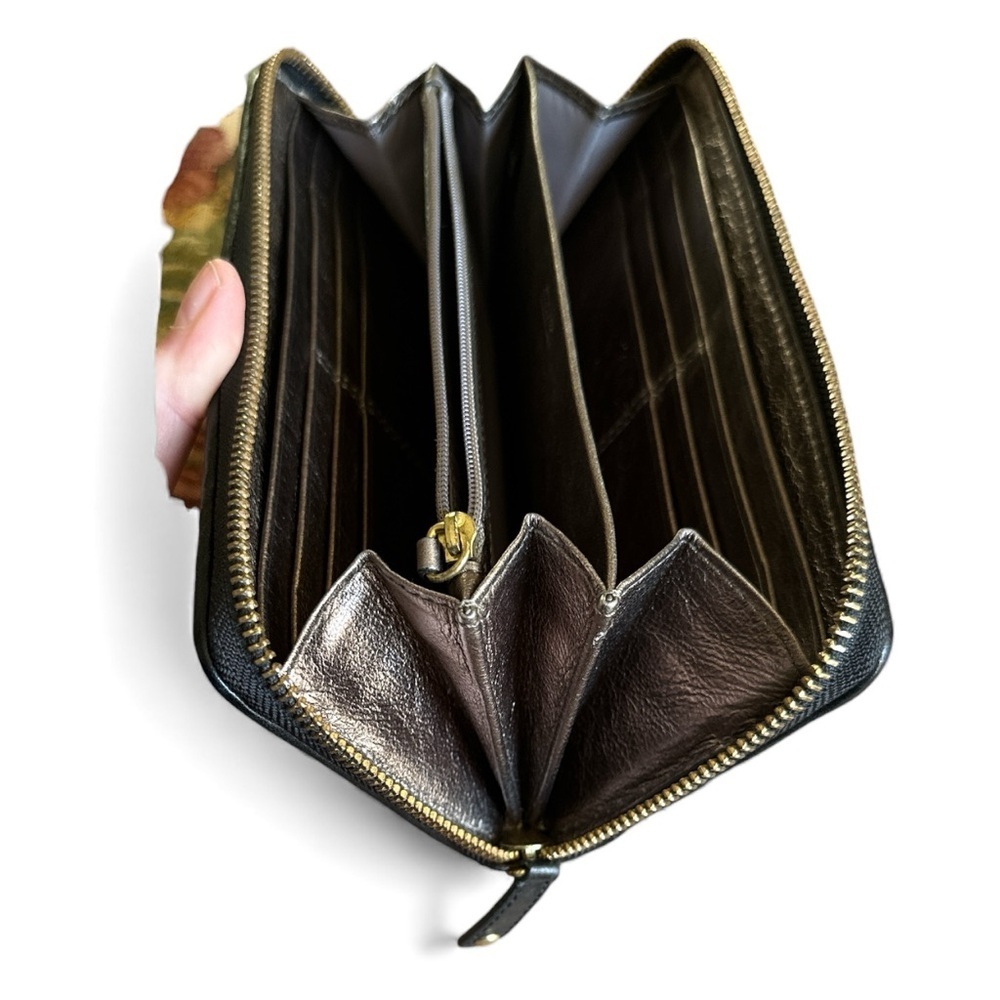 Coach Madison Gathered Leather Black Accordion Zip Wallet EUC - Picture 5 of 6